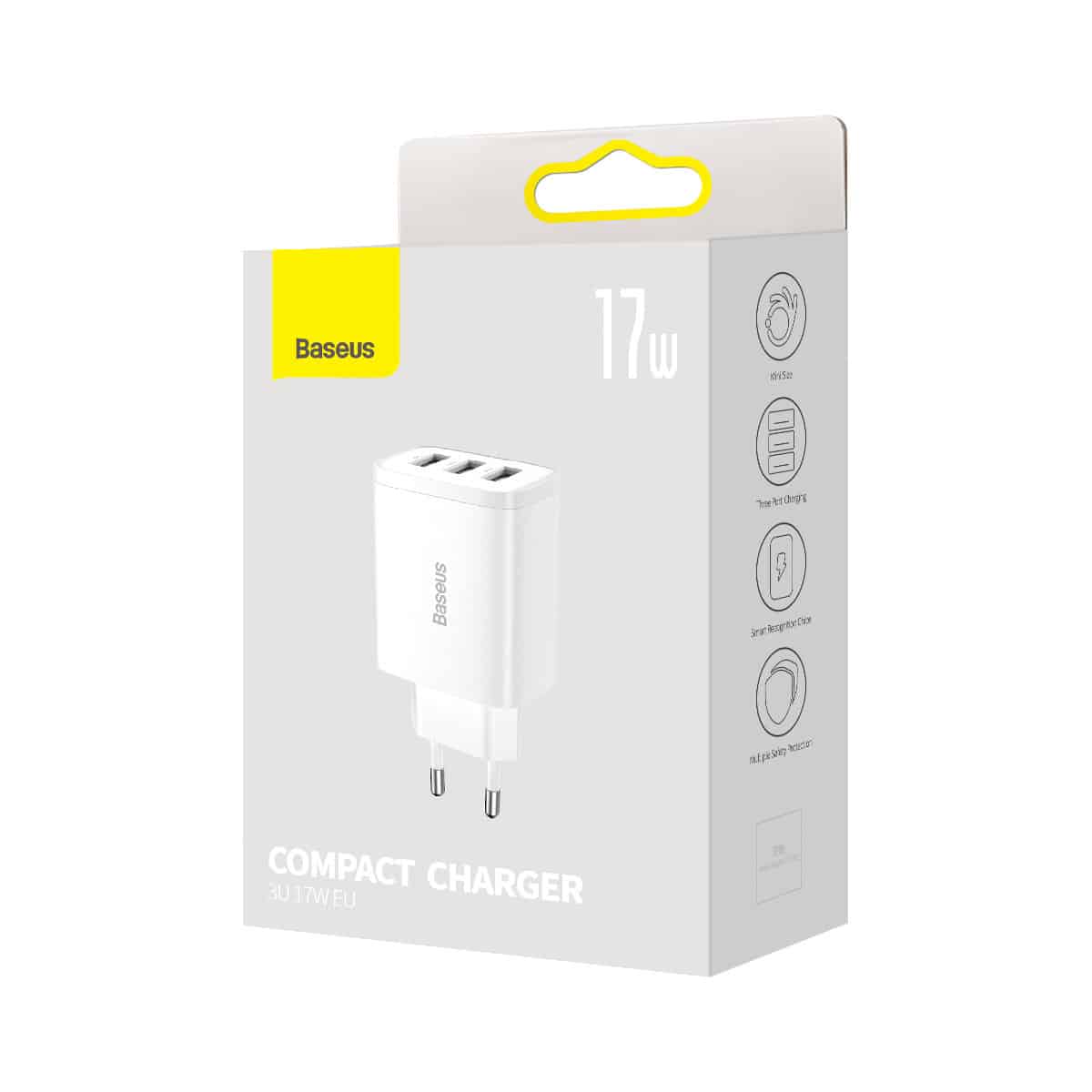Baseus Compact charger 3x USB 17W Λευκό (CCXJ020102) - Image 5