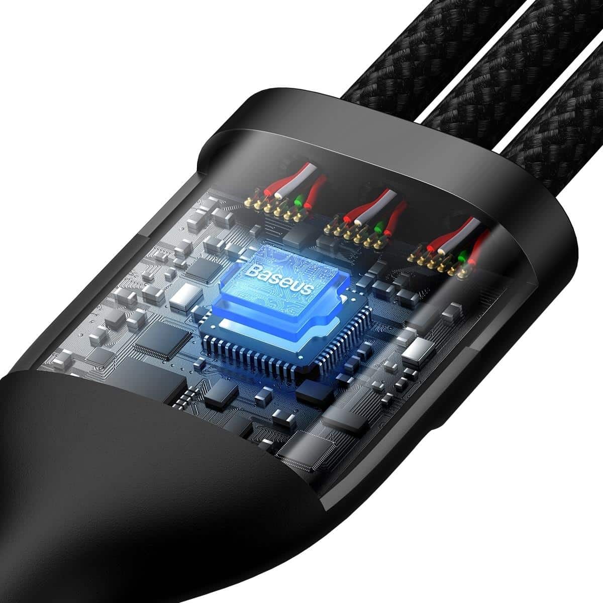 Baseus Flash Series II USB Type C / USB Type A cable - USB Type C / Lightning / micro USB 100 W 1.2 m black (CASS030101) - Image 4