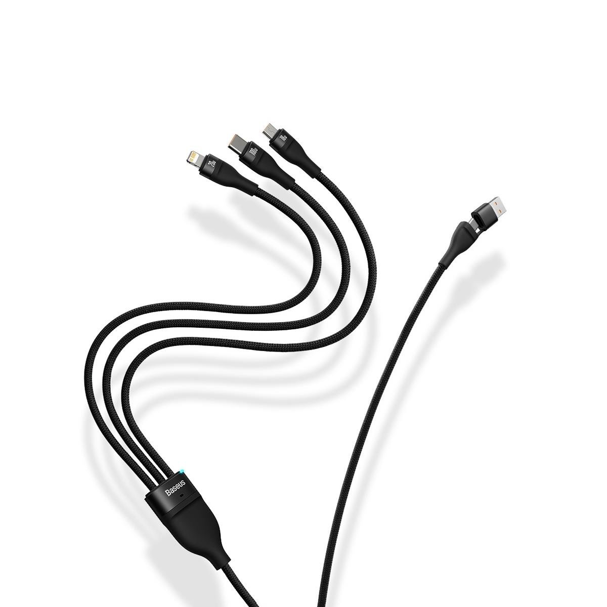 Baseus Flash Series II USB Type C / USB Type A cable - USB Type C / Lightning / micro USB 100 W 1.2 m black (CASS030101) - Image 7