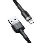 Baseus Cafule Cable durable nylon cable USB / Lightning QC3.0 2.4A 0.5M Μαύρο-Γκρί (CALKLF-AG1) - Image 5