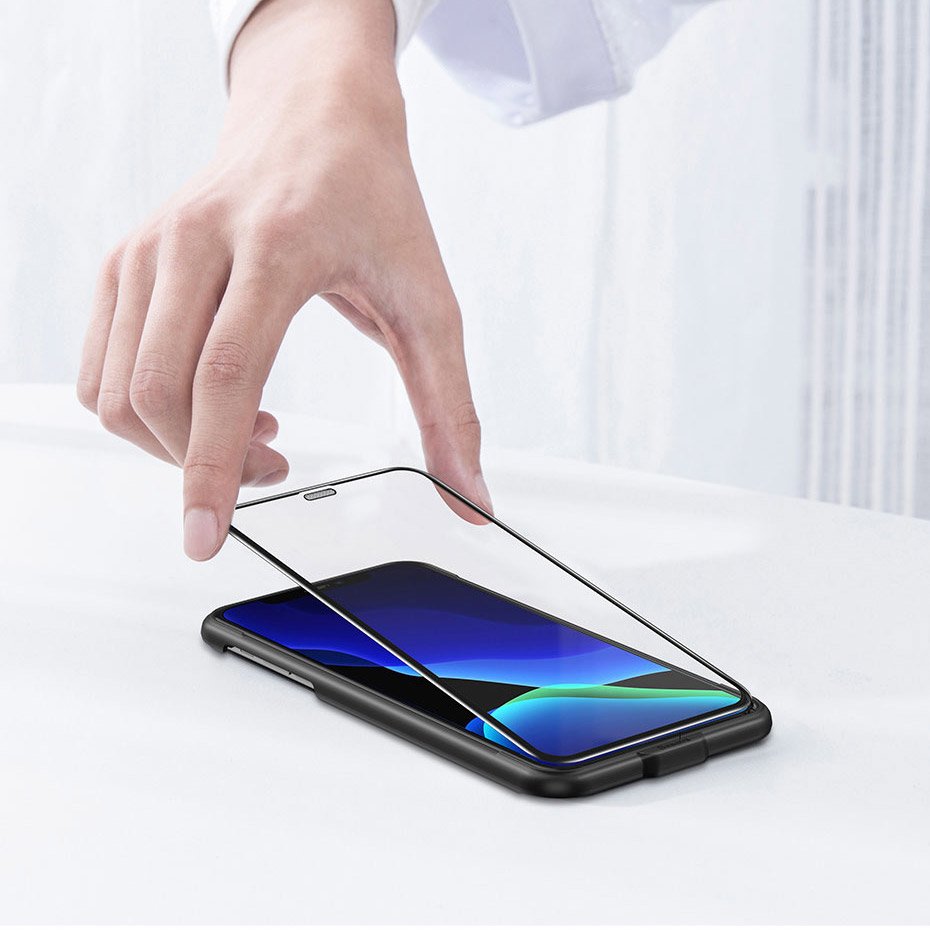 Baseus 2x full screen glass with 0.3mm Full Screen frame 9H iPhone 11 Pro / iPhone XS / iPhone X + black positioner (SGAPIPH58-WD01) - Image 15