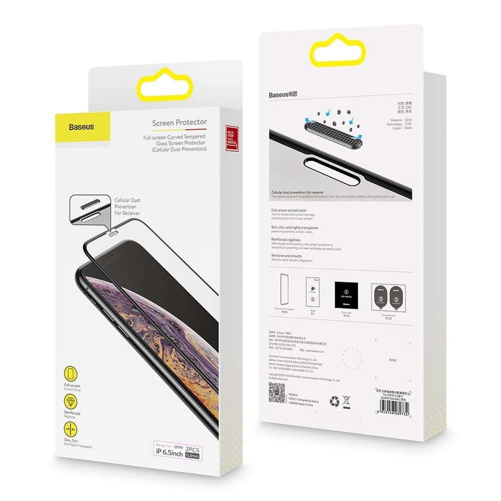 Baseus 2x full screen glass with 0.3mm Full Screen frame 9H iPhone 11 Pro / iPhone XS / iPhone X + black positioner (SGAPIPH58-WD01) - Image 18