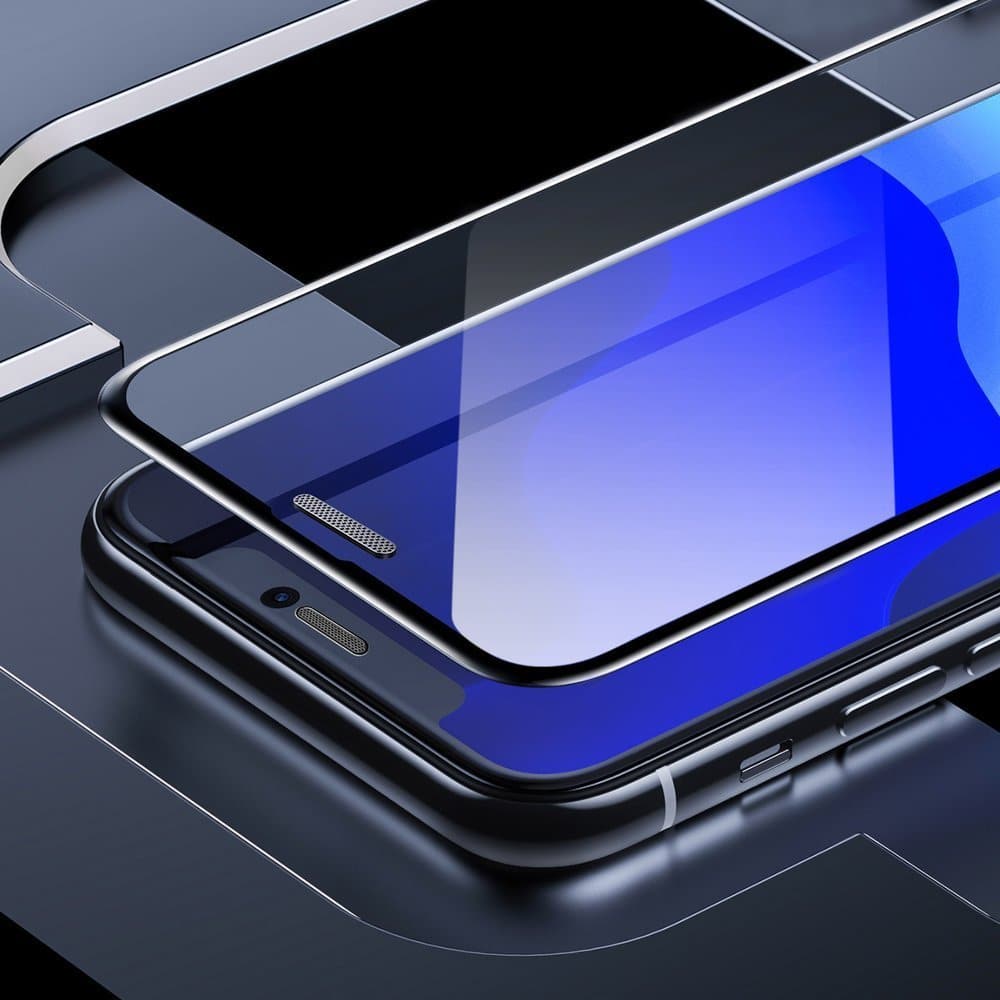 Baseus 2x full screen glass with 0.3mm Full Screen frame 9H iPhone 11 Pro / iPhone XS / iPhone X + black positioner (SGAPIPH58-WD01) - Image 4