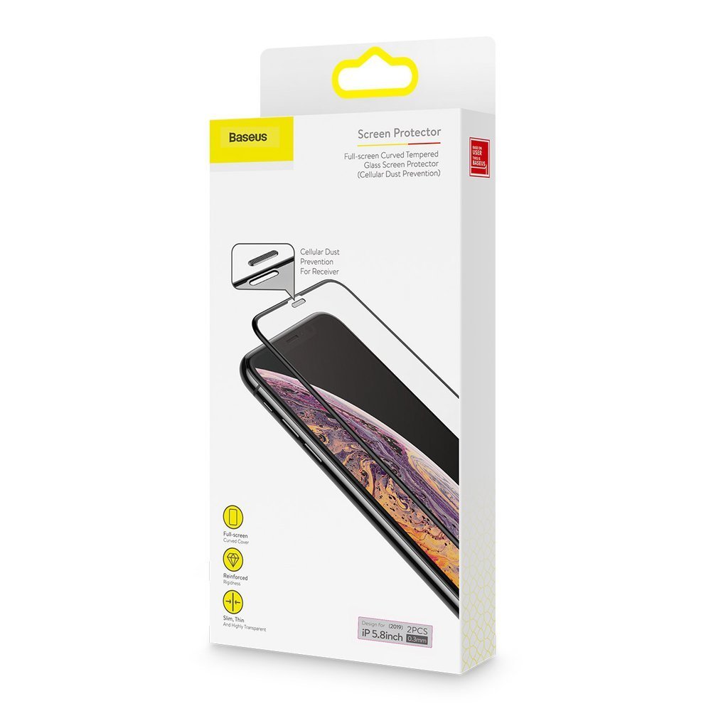 Baseus 2x full screen glass with 0.3mm Full Screen frame 9H iPhone 11 Pro / iPhone XS / iPhone X + black positioner (SGAPIPH58-WD01) - Image 19