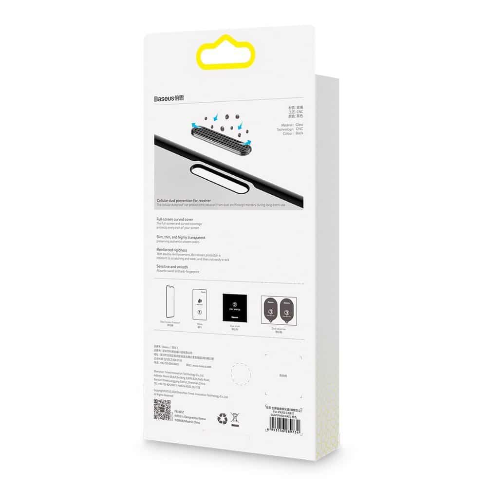 Baseus 2x full screen glass with 0.3mm Full Screen frame 9H iPhone 11 Pro / iPhone XS / iPhone X + black positioner (SGAPIPH58-WD01) - Image 20