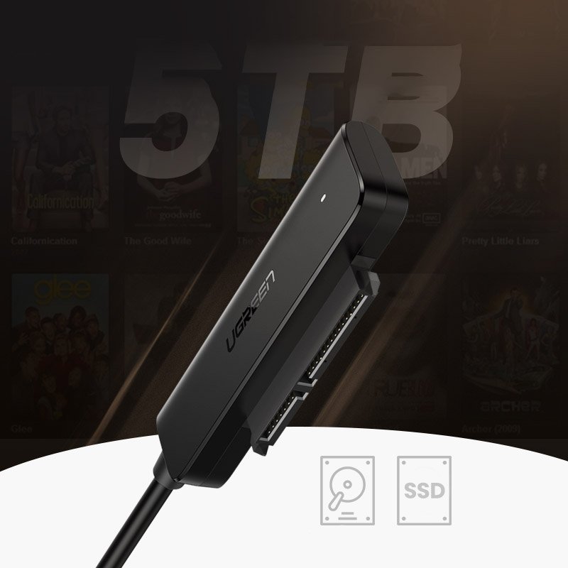 Ugreen adapter 2.5 '' SATA III 3.0 HDD SSD - USB 3.2 Gen 1 (SuperSpeed USB 5 Gbps) Μαύρο (70609 CM321) - Image 3
