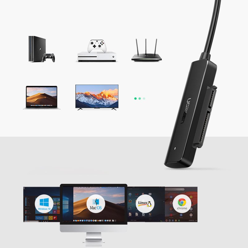 Ugreen adapter 2.5 '' SATA III 3.0 HDD SSD - USB 3.2 Gen 1 (SuperSpeed USB 5 Gbps) Μαύρο (70609 CM321) - Image 8
