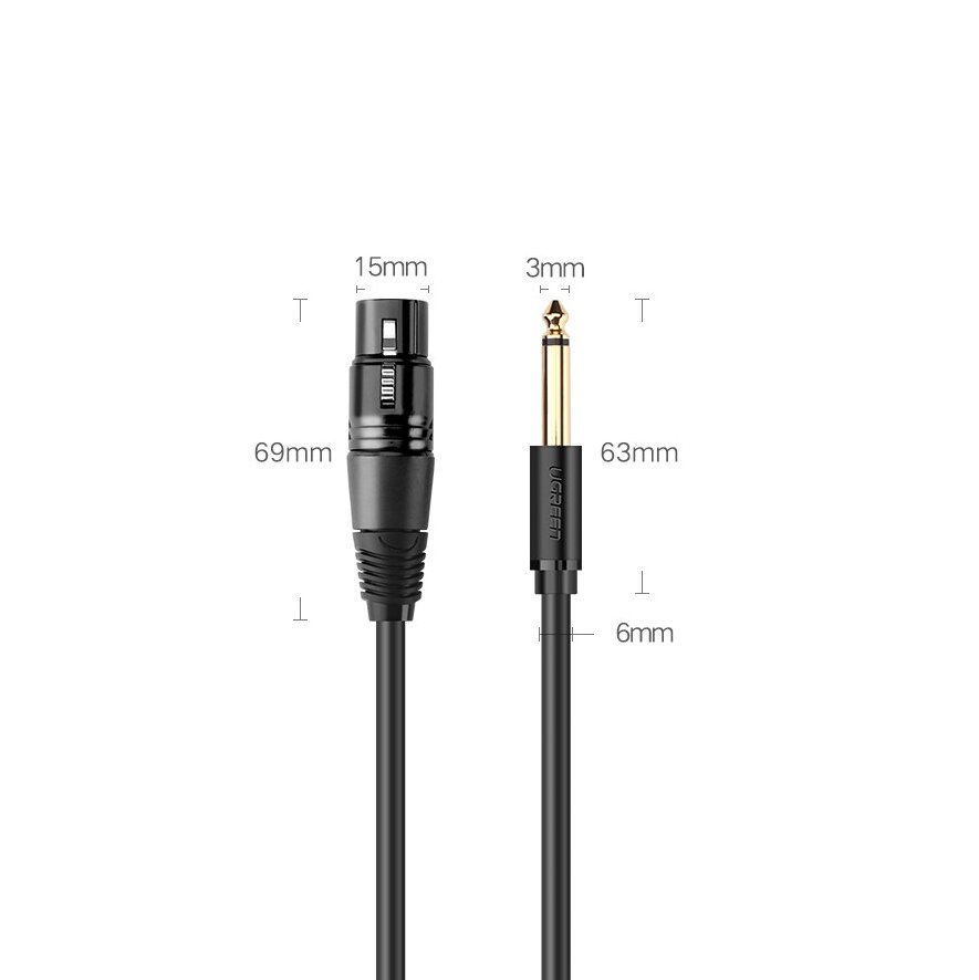 Ugreen audio cable Microphone cable to XLR microphone (female) - 6.35 mm jack (male) 3 m (AV131) - Image 10