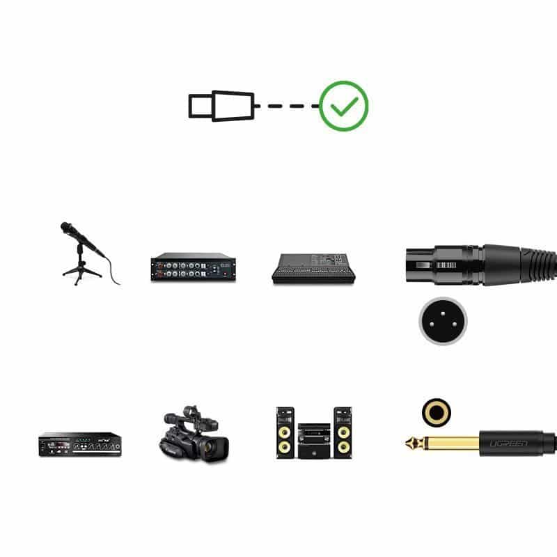 Ugreen audio cable Microphone cable to XLR microphone (female) - 6.35 mm jack (male) 3 m (AV131) - Image 4