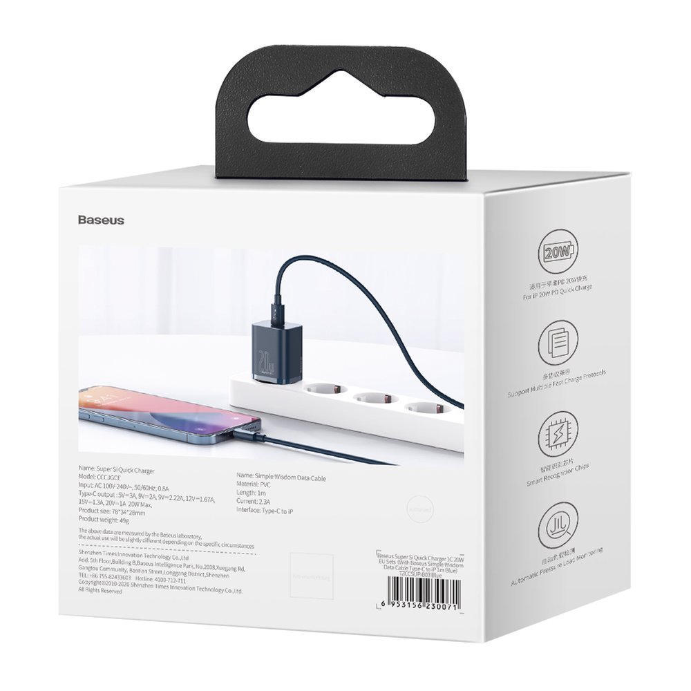 Baseus Super Si 1C fast charger USB Type C 20 W Power Delivery blue (CCSUP-B03) - Image 6