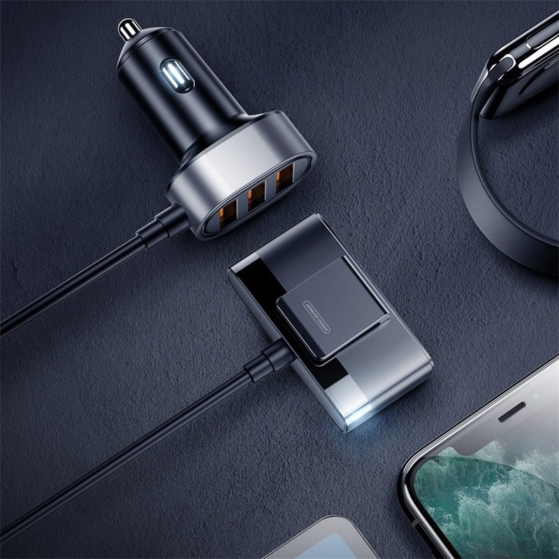 Joyroom fast car charger 5x USB 6.2 A with extension cable black (JR-CL03) - Image 13