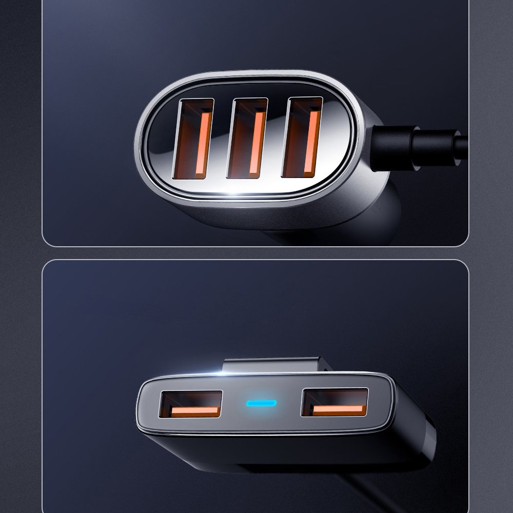 Joyroom fast car charger 5x USB 6.2 A with extension cable black (JR-CL03) - Image 11