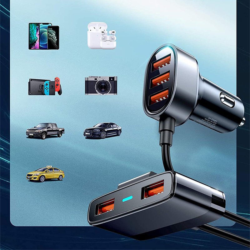 Joyroom fast car charger 5x USB 6.2 A with extension cable black (JR-CL03) - Image 6