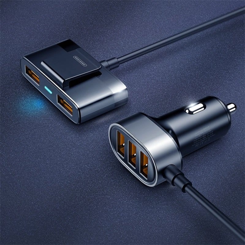 Joyroom fast car charger 5x USB 6.2 A with extension cable black (JR-CL03) - Image 7