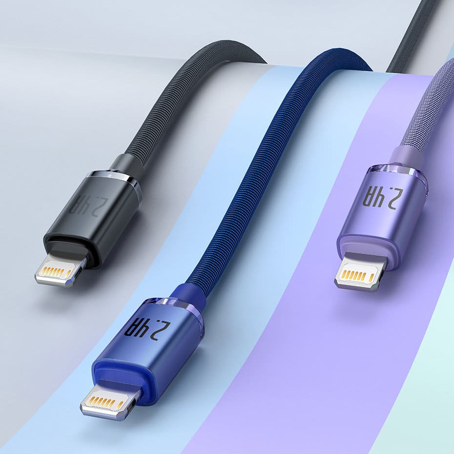 Baseus Crystal Shine Series cable USB cable for fast charging and data transfer USB Type A - Lightning 2.4A 2m purple (CAJY000105) - Image 17