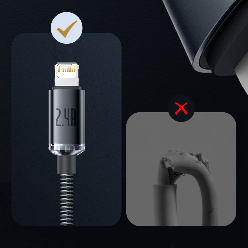 Baseus Crystal Shine Series cable USB cable for fast charging and data transfer USB Type A - Lightning 2.4A 2m purple (CAJY000105) - Image 19