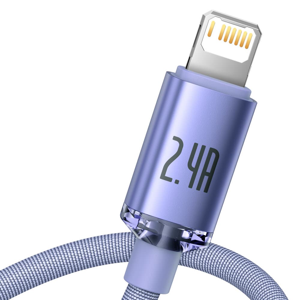 Baseus Crystal Shine Series cable USB cable for fast charging and data transfer USB Type A - Lightning 2.4A 2m purple (CAJY000105) - Image 2