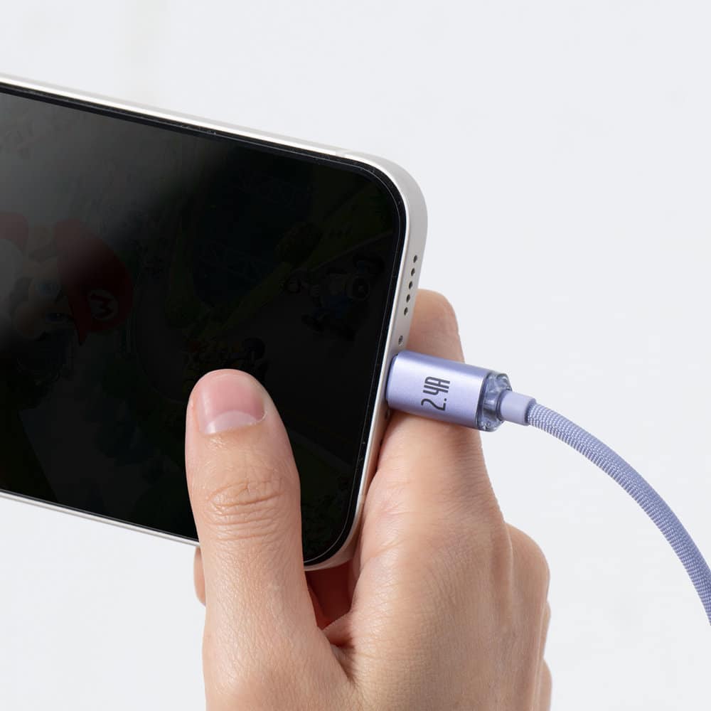 Baseus Crystal Shine Series cable USB cable for fast charging and data transfer USB Type A - Lightning 2.4A 2m purple (CAJY000105) - Image 7