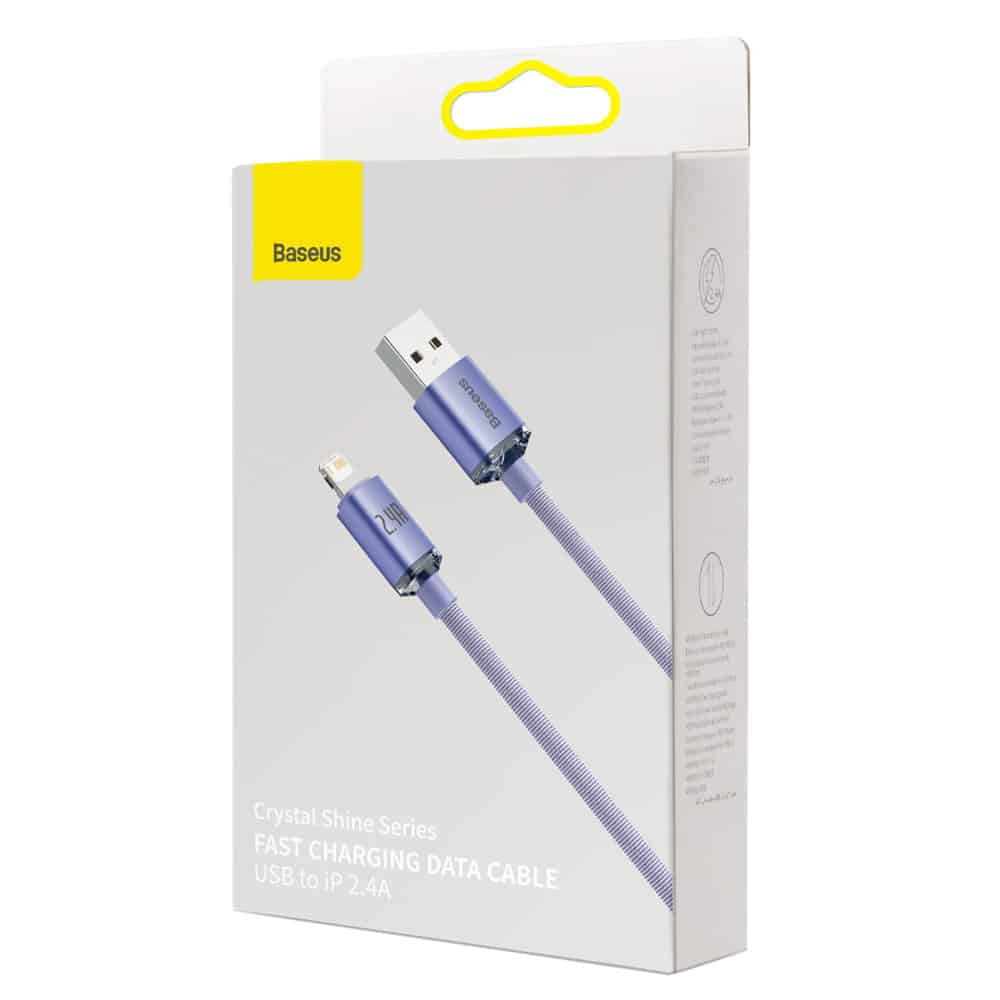 Baseus Crystal Shine Series cable USB cable for fast charging and data transfer USB Type A - Lightning 2.4A 2m purple (CAJY000105) - Image 5