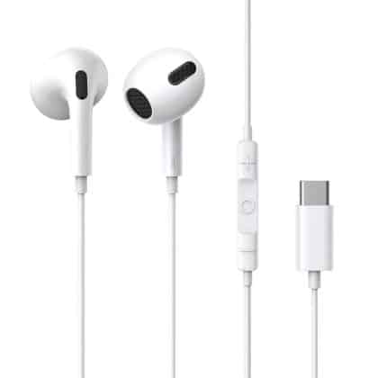 Λευκά ενσύρματα ακουστικά in-ear Baseus Encok C17 με βύσμα USB-C και μικρόφωνο