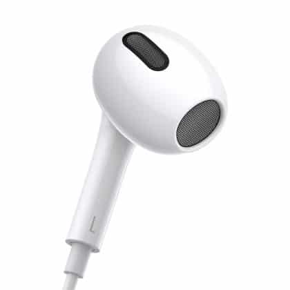 Λευκά ενσύρματα ακουστικά in-ear Baseus Encok C17 με βύσμα USB-C και μικρόφωνο