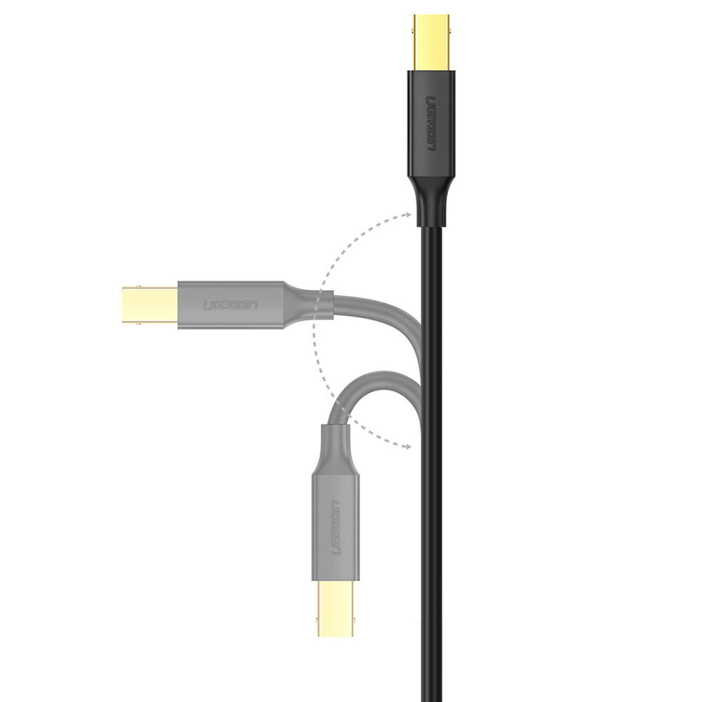 Ugreen USB Type B printer cable (male) - USB 2.0 (male) 480 Mbps 1 m black (US135 20846) - Image 2