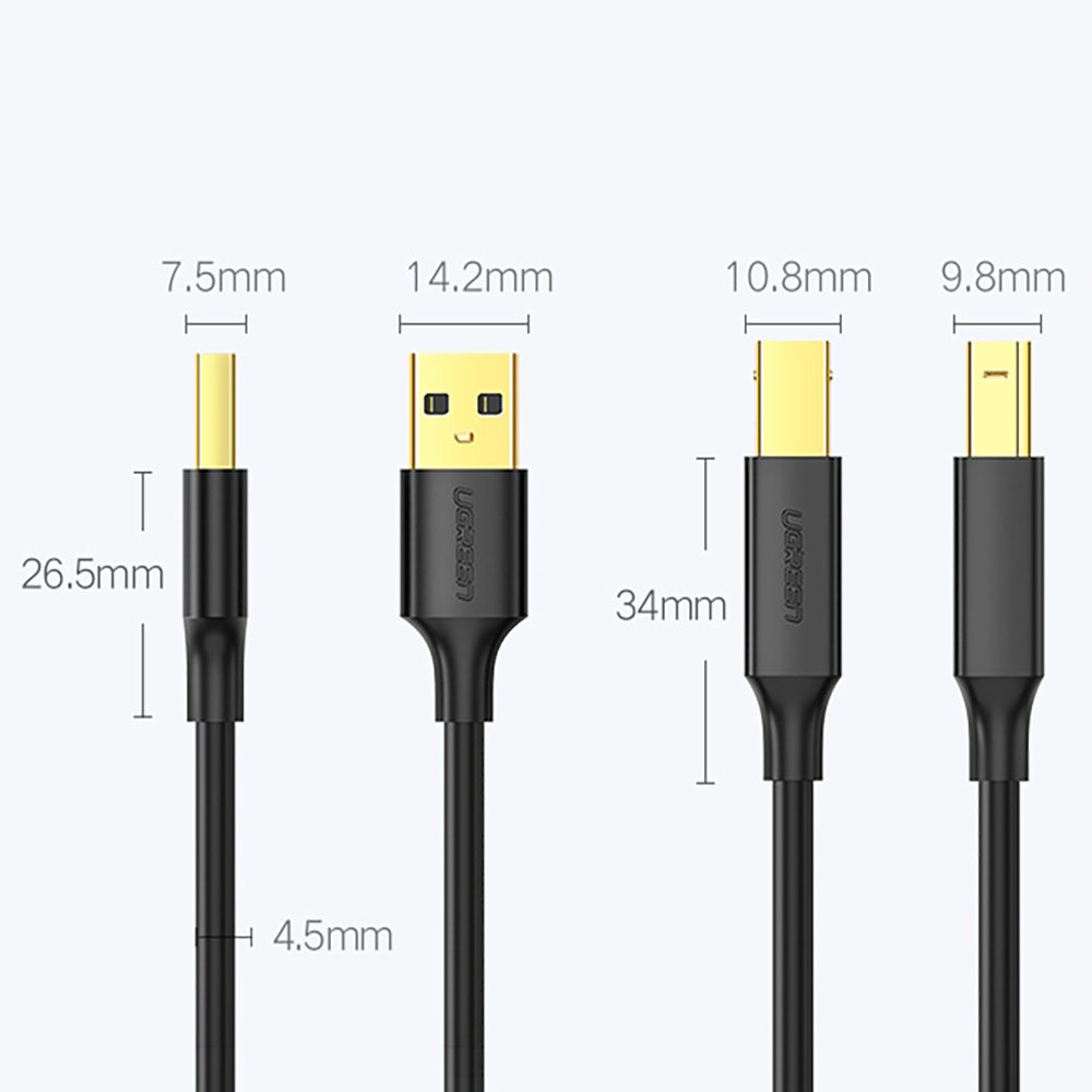 Ugreen USB Type B printer cable (male) - USB 2.0 (male) 480 Mbps 1 m black (US135 20846) - Image 9