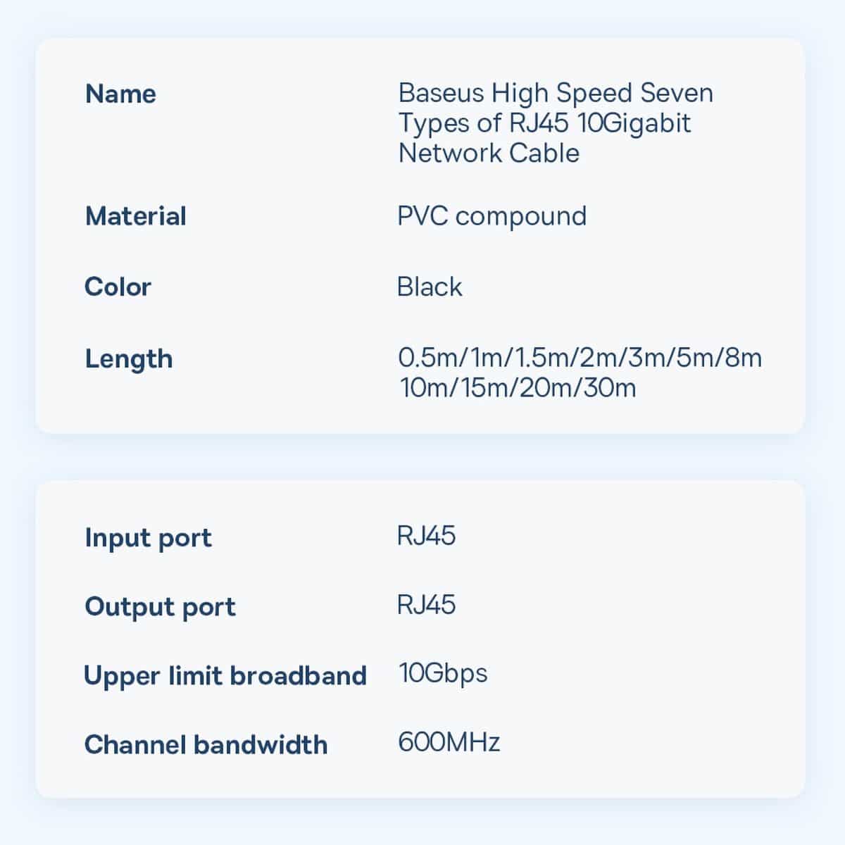 Baseus Speed Seven High Speed RJ45 Network Καλώδιο 10Gbps 1m Μαύρο (WKJS010101) - Image 19