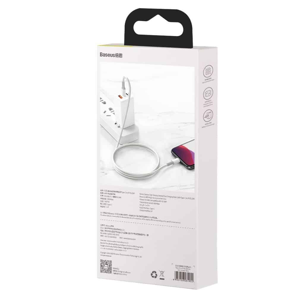 Baseus USB Type C cable - Lightning Fast Charging Power Delivery 20 W 2 m white (CATLGD-A02) - Image 6