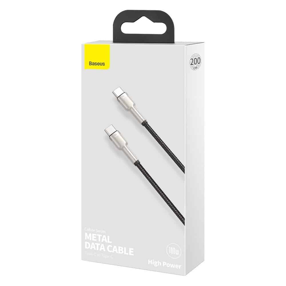Baseus Cafule Series Metal Data USB Type C - USB Typ C Καλώδιο Power Delivery 100 W (20 V / 5 A) 2 m black (CATJK-D01) - Image 5