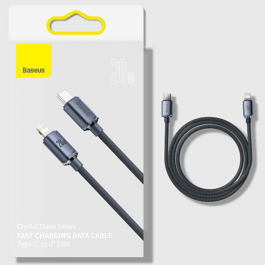 Baseus crystal shine series fast charging data cable USB Type C to Lightning 20W 1.2m black (CAJY000201) - Image 16