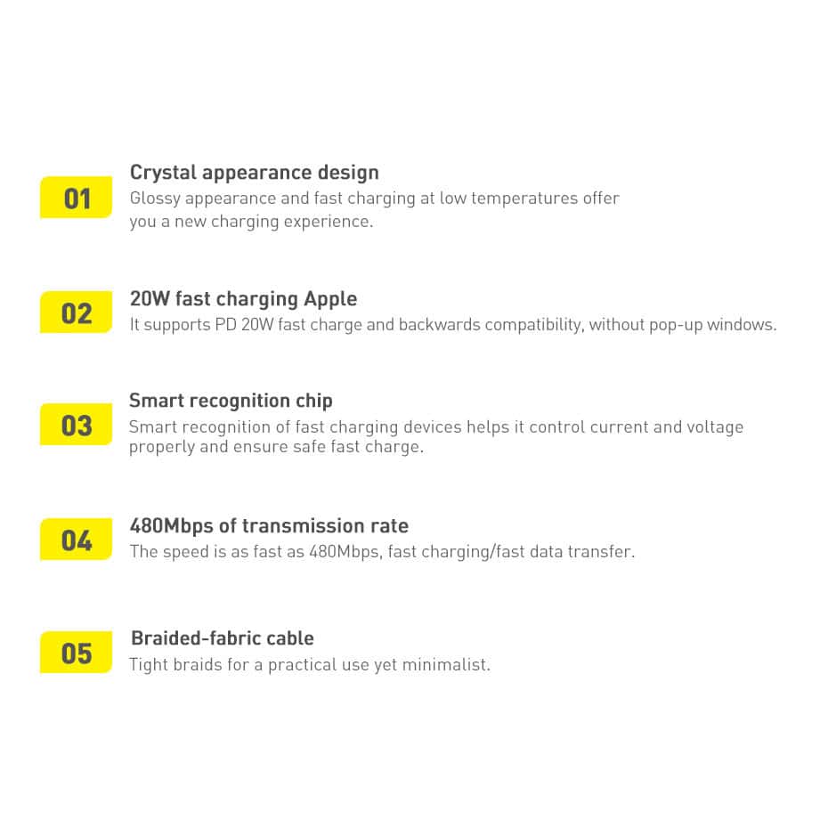 Baseus crystal shine series fast charging data cable USB Type C to Lightning 20W 1.2m black (CAJY000201) - Image 17