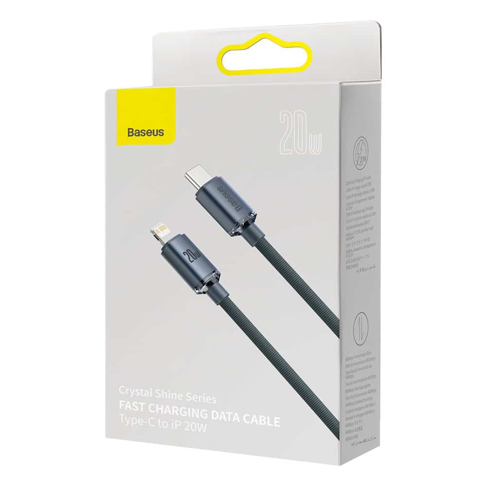 Baseus crystal shine series fast charging data cable USB Type C to Lightning 20W 1.2m black (CAJY000201) - Image 5