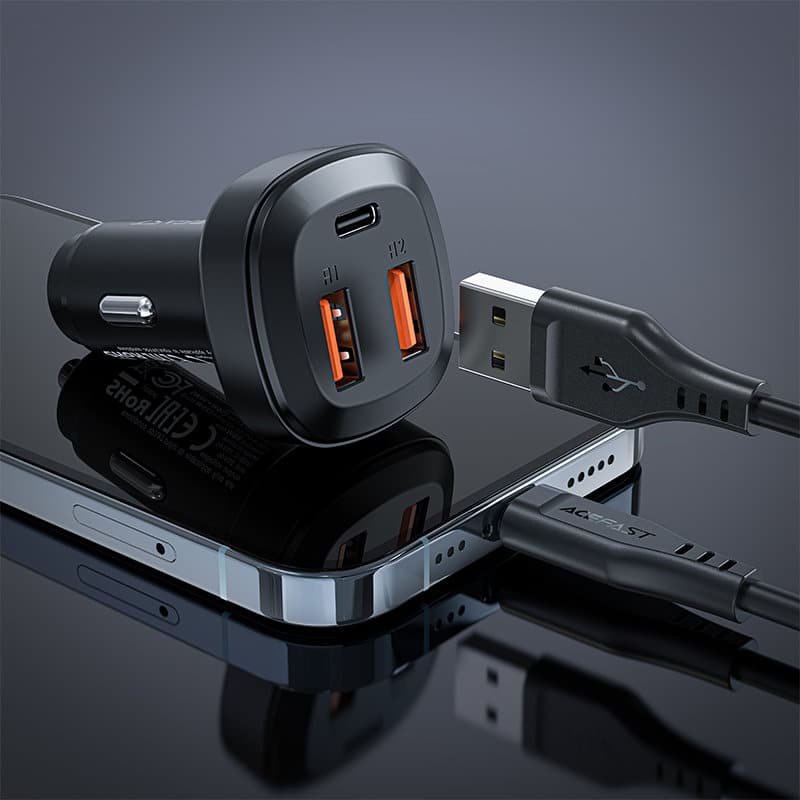 Acefast car charger 66W 2x USB / USB Type C, PPS, Power Delivery, Quick Charge 4.0, AFC, FCP, SCP Μαύρο (B9) - Image 6