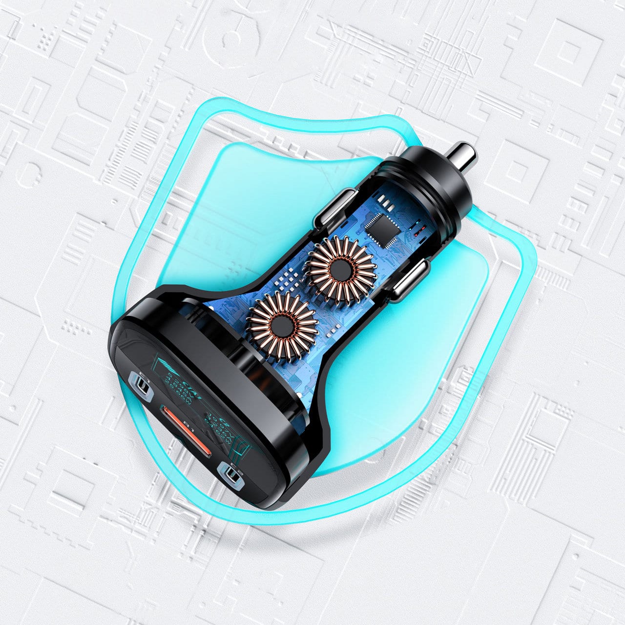 Acefast car charger 101W 2x USB Type C / USB, PPS, Power Delivery, Quick Charge 4.0, AFC, FCP Μαύρο (B5) - Image 15