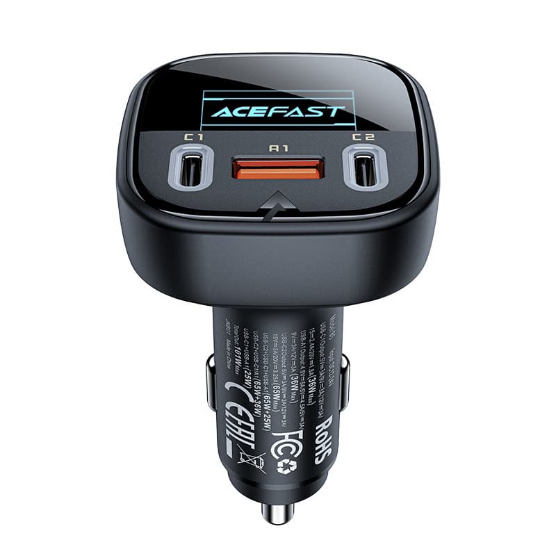 Acefast car charger 101W 2x USB Type C / USB, PPS, Power Delivery, Quick Charge 4.0, AFC, FCP Μαύρο (B5) - Image 4