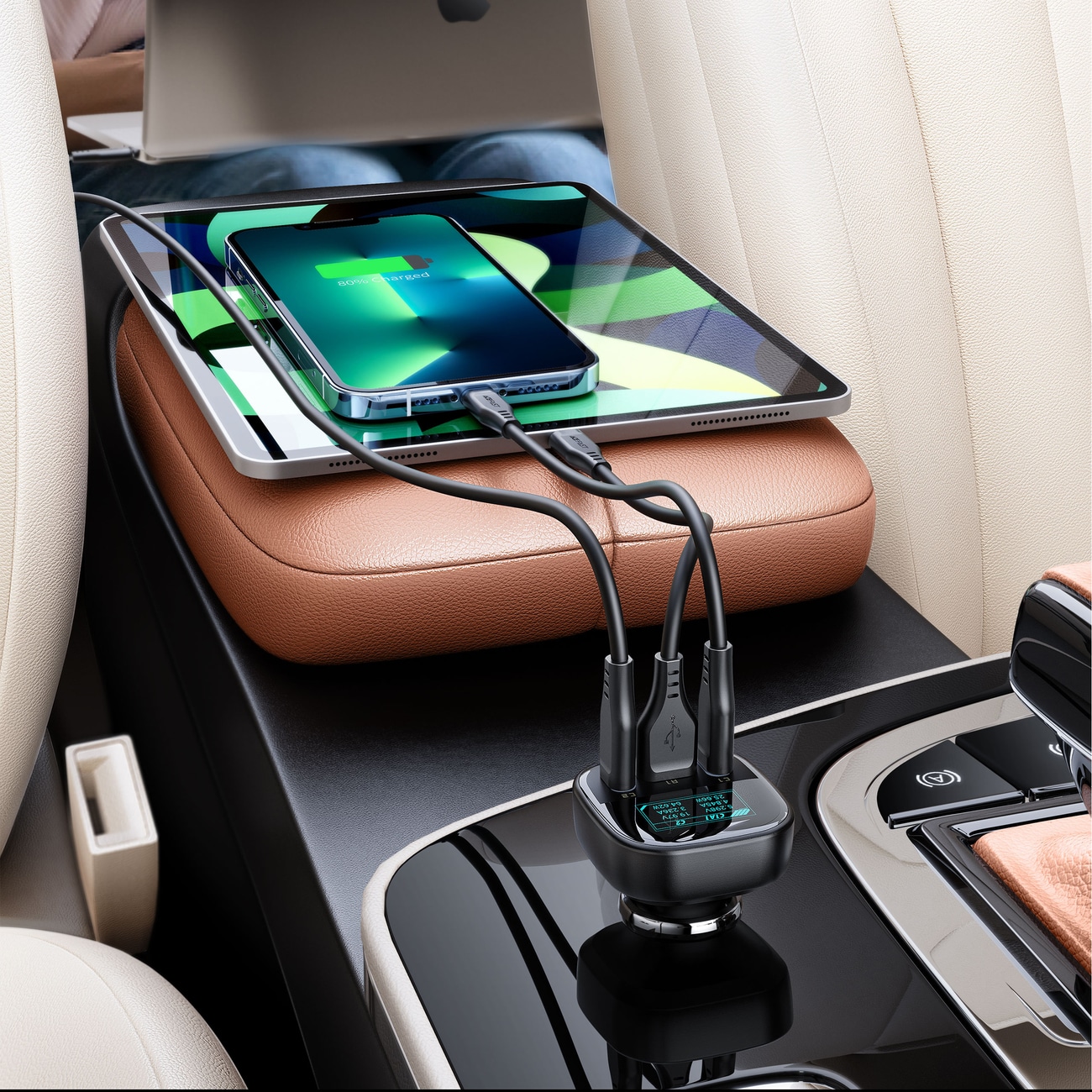 Acefast car charger 101W 2x USB Type C / USB, PPS, Power Delivery, Quick Charge 4.0, AFC, FCP Μαύρο (B5) - Image 10
