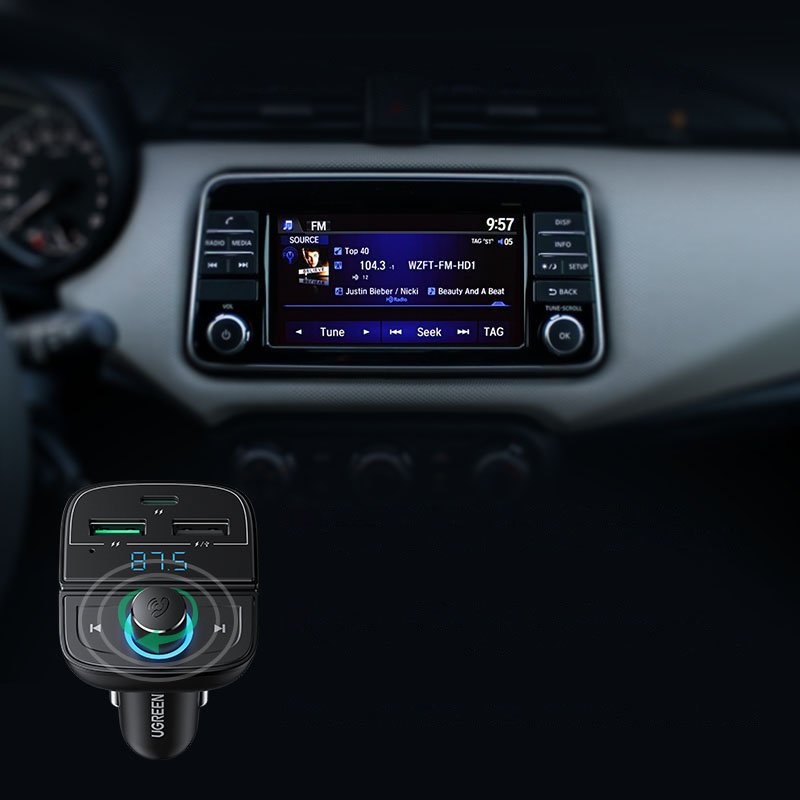 Ugreen FM Transmitter Bluetooth 5.0 MP3 car charger 3x USB TF micro SD 4.8 A black (CD229) - Image 8