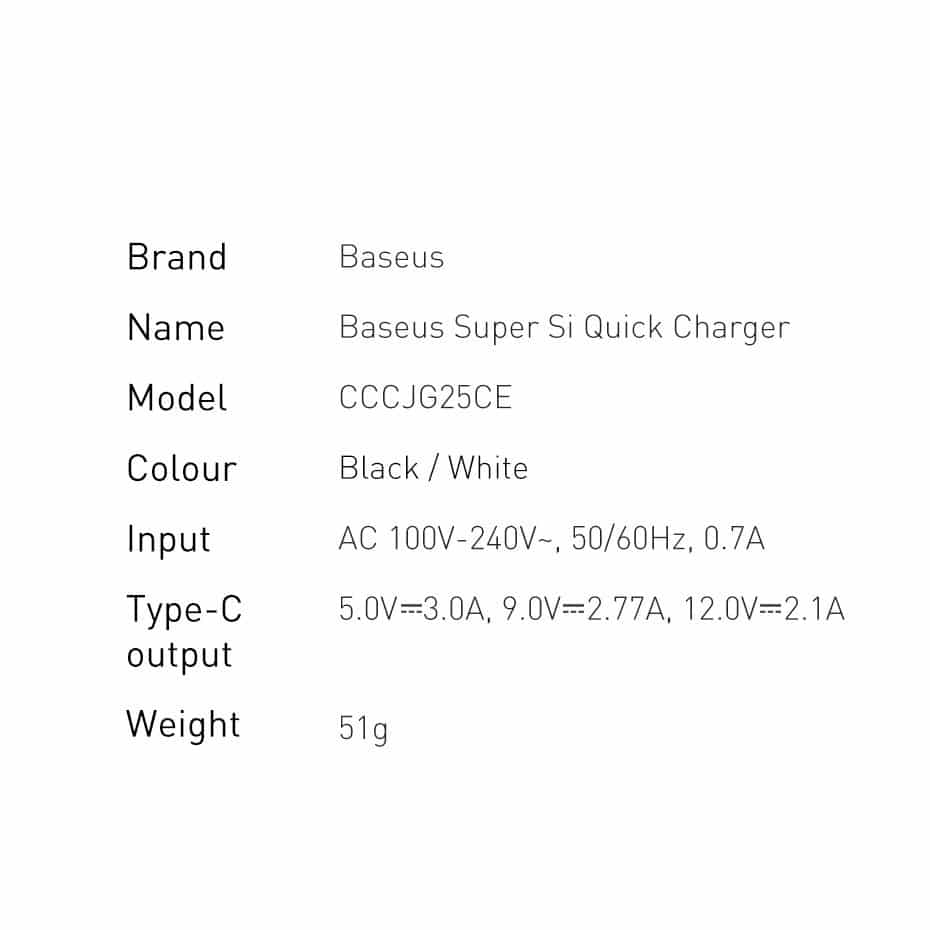 Baseus Super Si 1C fast wall charger USB Type C 25W Power Delivery Quick Charge white (CCSP020102) - Image 23