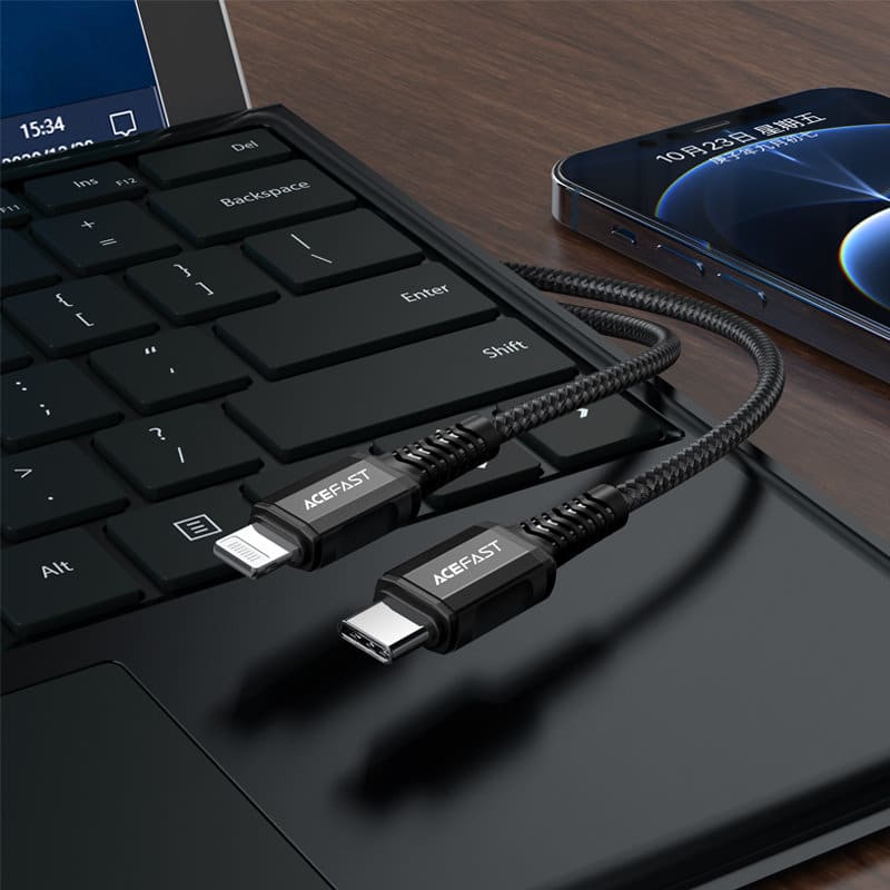 Acefast cable MFI USB Type C - Lightning 1.2m, 30W, 3A black (C1-01 black) - Image 6