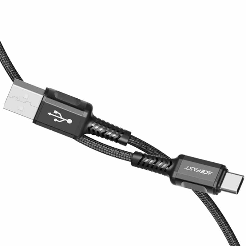 Acefast USB cable - USB Type C 1.2m, 3A Μαύρο (C1-04 Μαύρο) - Image 3
