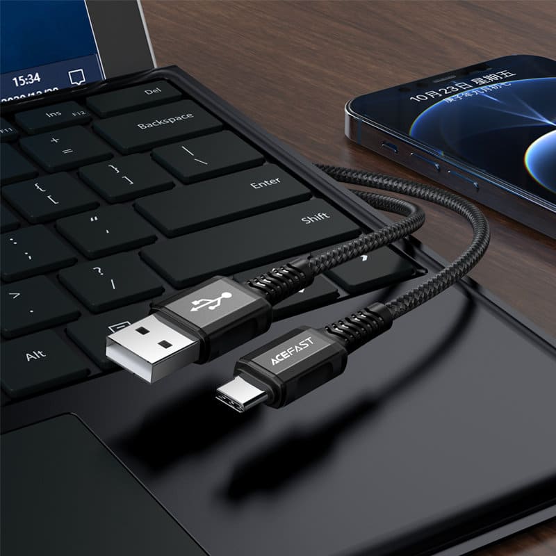 Acefast USB cable - USB Type C 1.2m, 3A Μαύρο (C1-04 Μαύρο) - Image 6