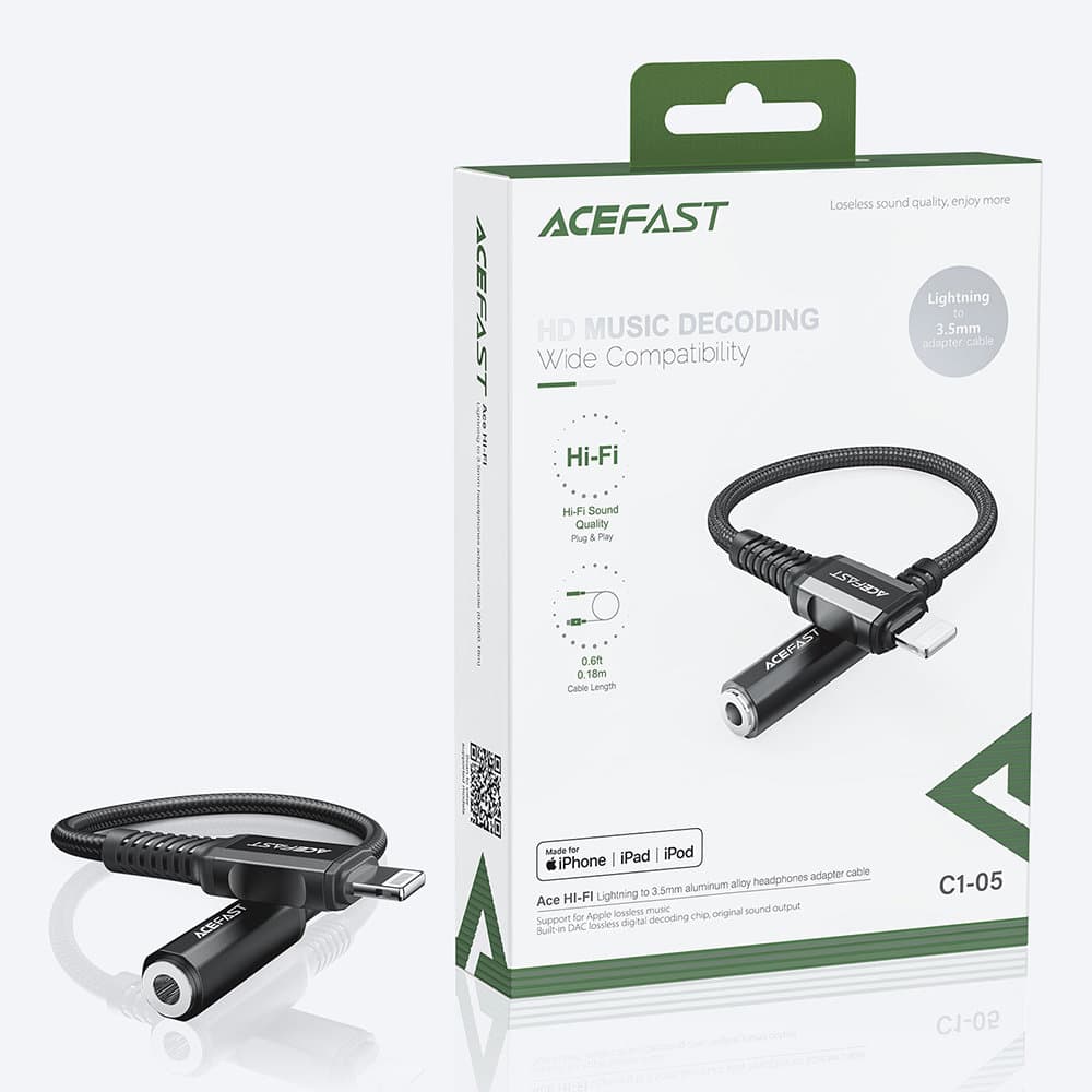 Acefast audio cable MFI Lightning - 3.5mm mini jack (female) 18cm, AUX Μαύρο (C1-05 Μαύρο) - Image 10