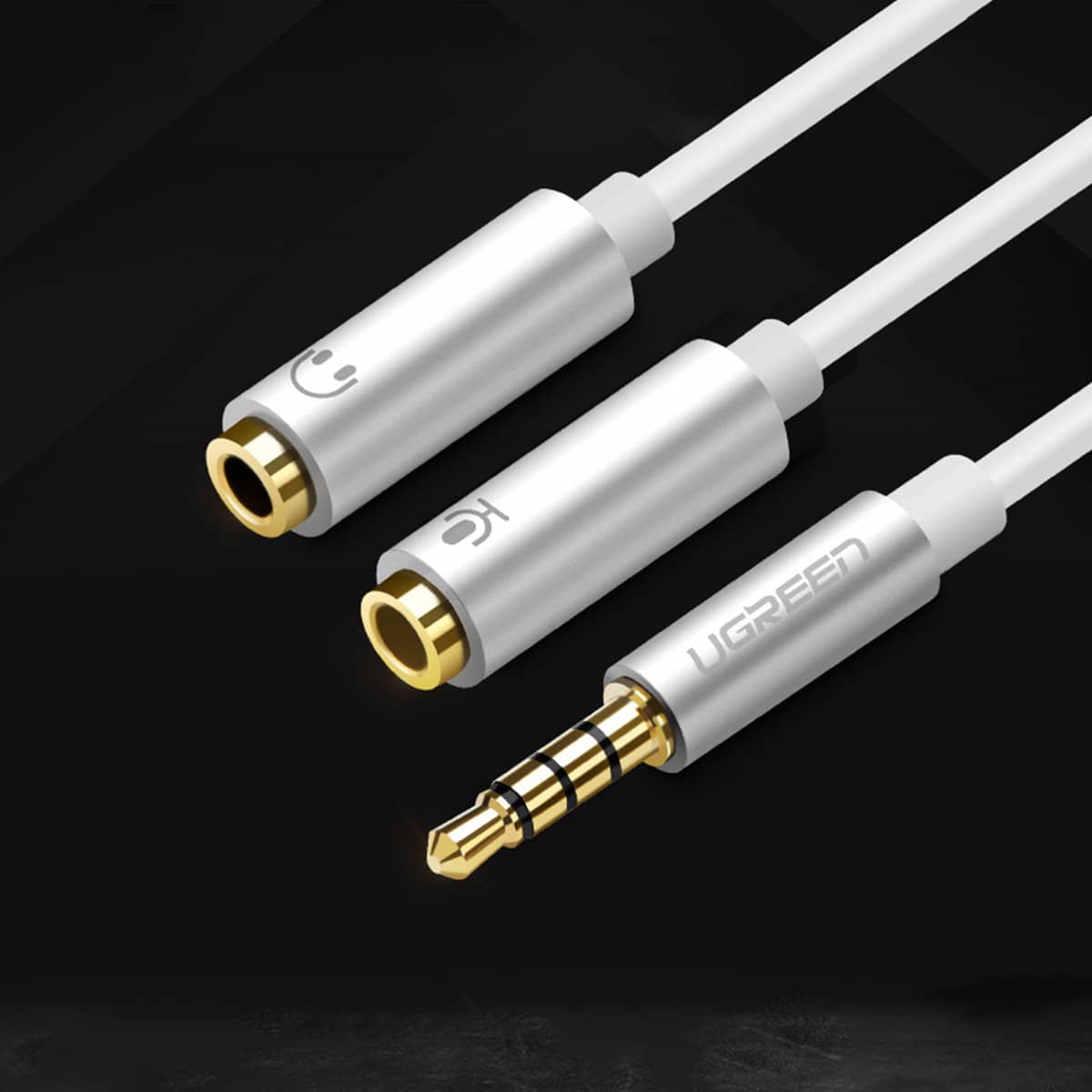 Ugreen cable cable headphone splitter mini jack 3.5 mm - 2 x mini jack 3.5 mm (microphone + stereo output) Μαύρο (AV141) - Image 2