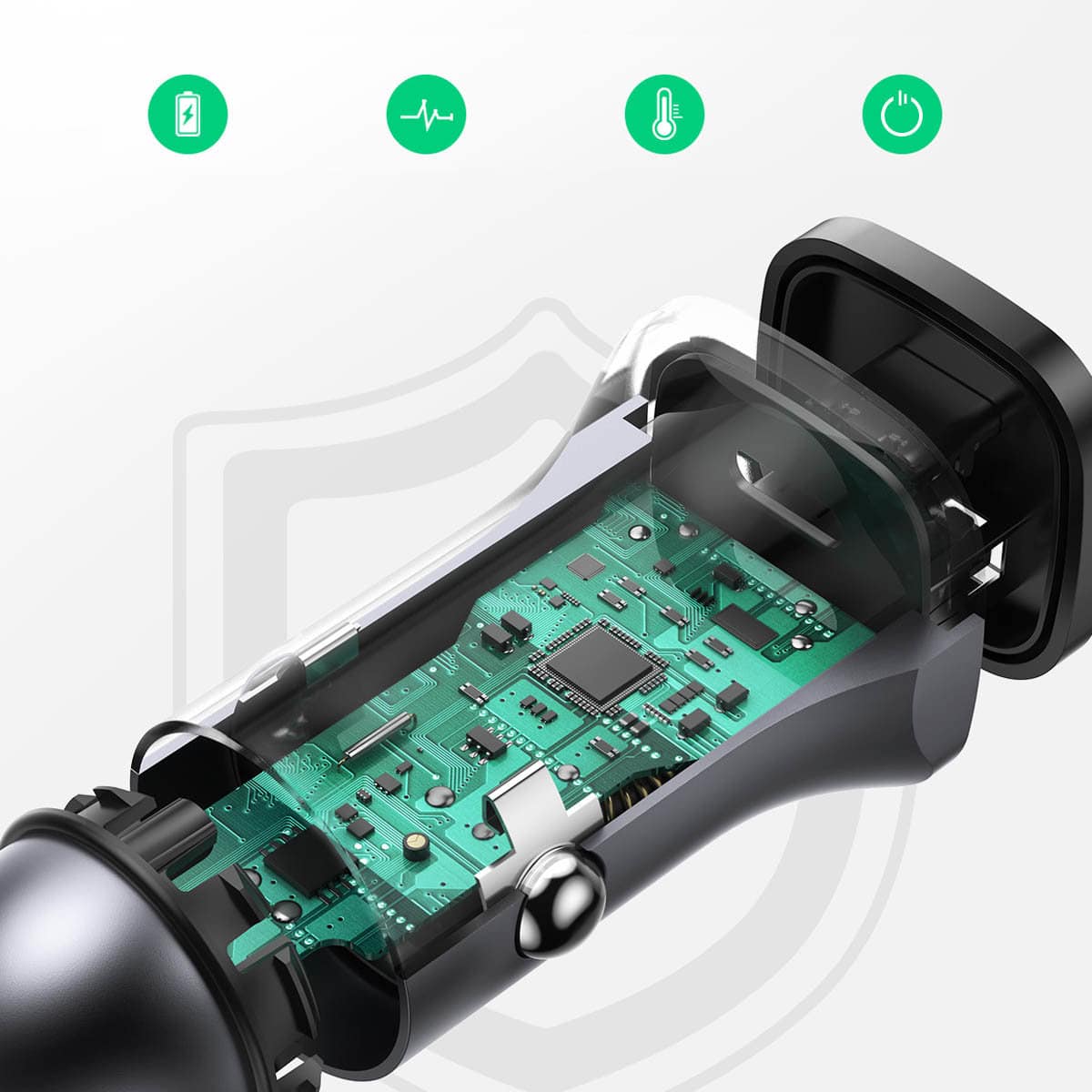 Ugreen fast car charger USB-A / USB-C 30W PD PPS Γκρί (CD130) - Image 14