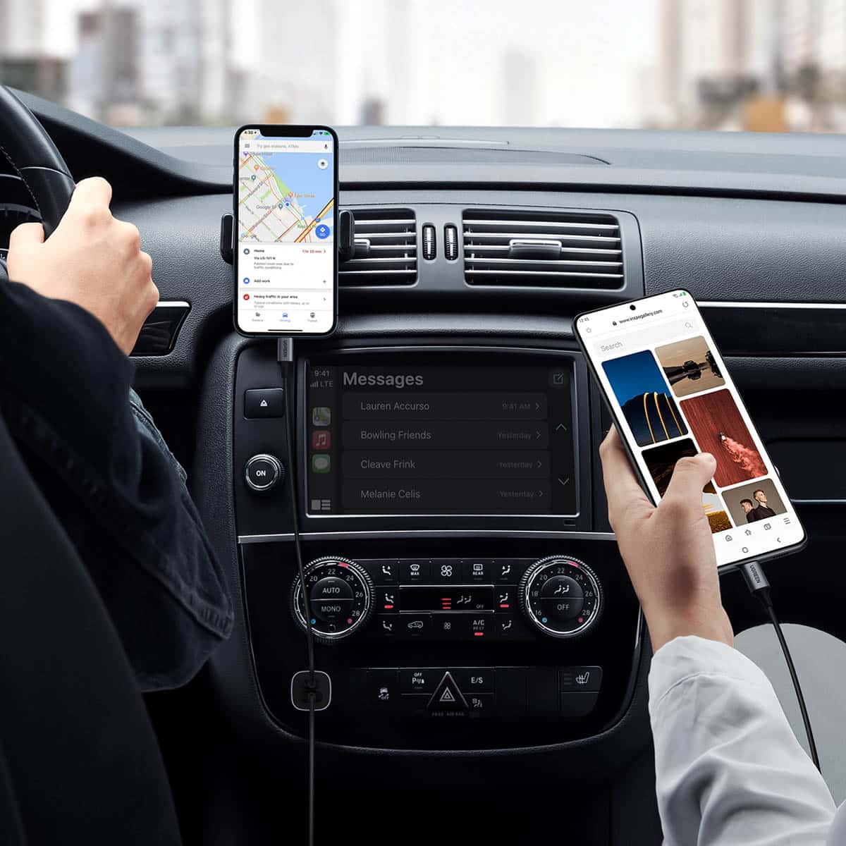 Ugreen fast car charger USB-A / USB-C 30W PD PPS Γκρί (CD130) - Image 3