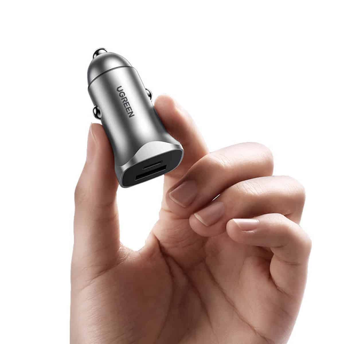 Ugreen fast car charger USB-A / USB-C 30W PD PPS Γκρί (CD130) - Image 8
