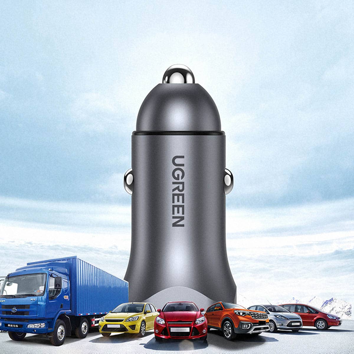 Ugreen fast car charger USB-A / USB-C 30W PD PPS Γκρί (CD130) - Image 17