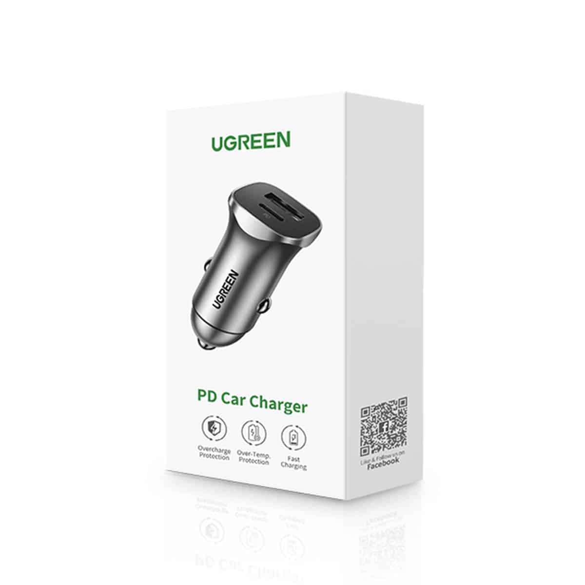 Ugreen fast car charger USB-A / USB-C 30W PD PPS Γκρί (CD130) - Image 5