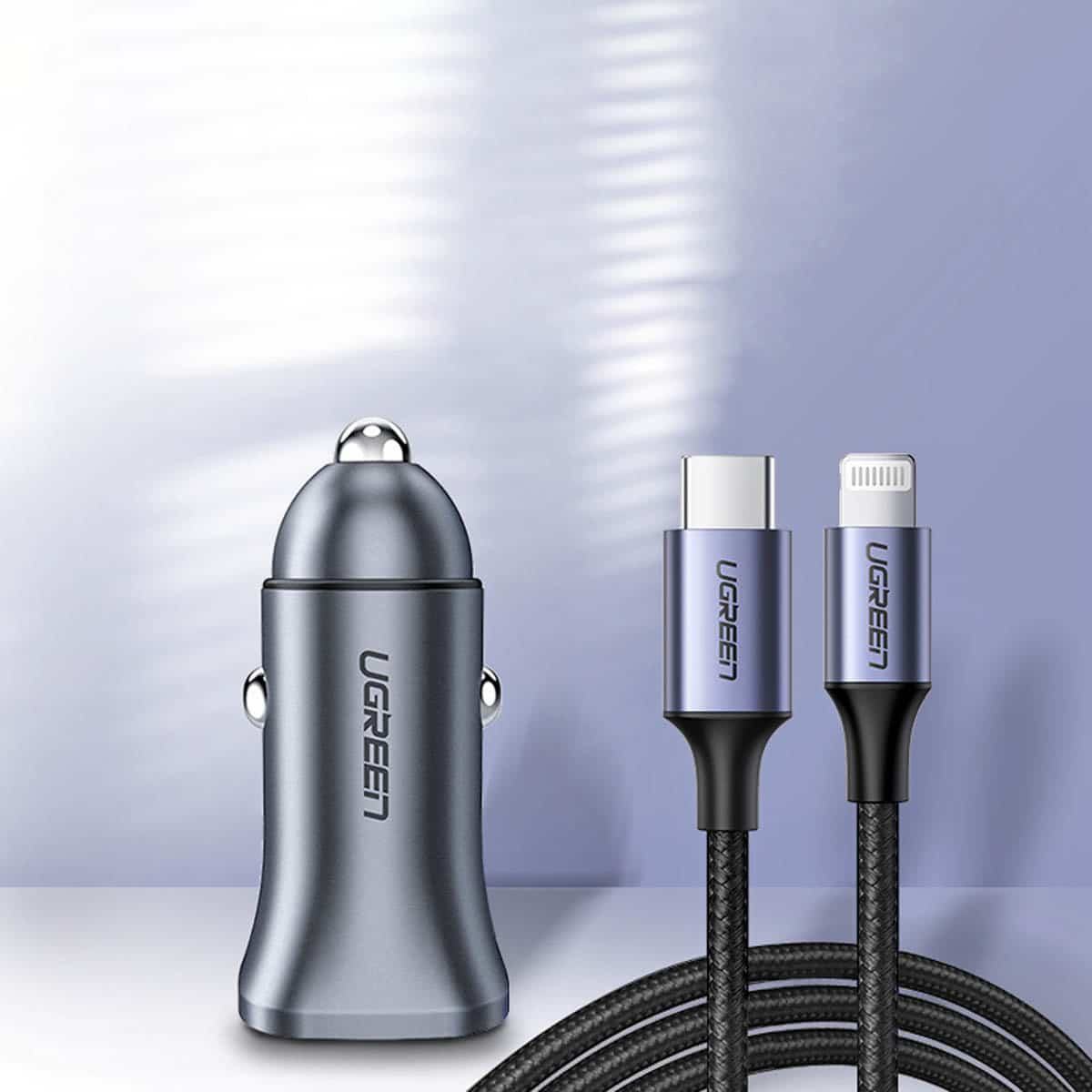 Ugreen fast car charger USB-A / USB-C 30W PD PPS Γκρί (CD130) - Image 9